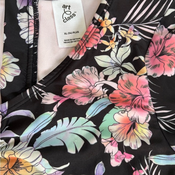 Art Class Floral Kids Swim One Piece - Black‎ - Picture 4 of 5